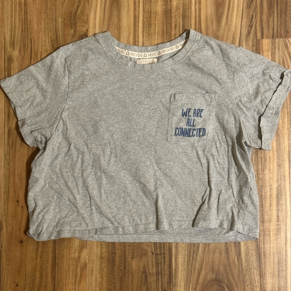 Recycled threads “we are all connected” crop top